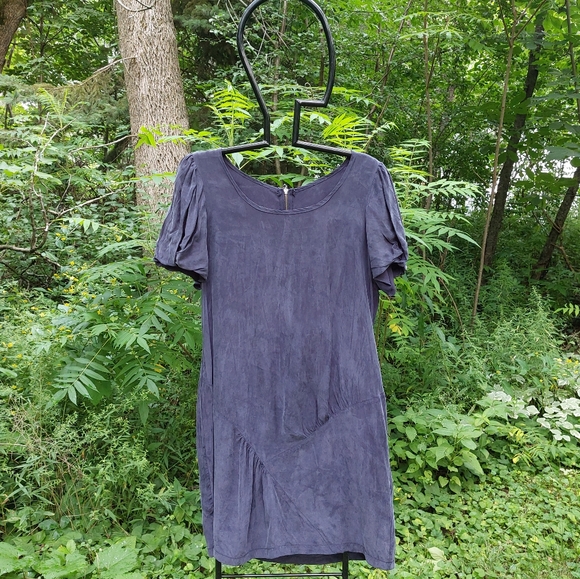 100% Silk Bubble Sleeve Mini Dress - Picture 1 of 12